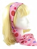 Head Band ~ Pink with Red & Purple Dots