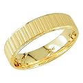 Mens 14K Yellow Gold Comfort-Fit Ridged Wedding Band