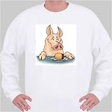 Sweatshirt with acorn, eating, happy, eat, pig, breakfast, dinner, lunch, animal, meal Small White