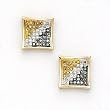 Solid 14K Yellow Gold Micro Pav&eacute; .20 Carat Diagonal Genuine Diamond Earrings