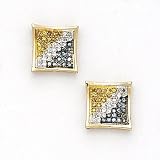 Solid 14K Yellow Gold Micro Pave .20 Carat Diagonal Genuine Diamond Earrings