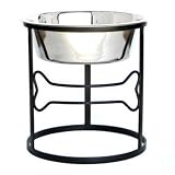 Pets Stop Raised Circle Bone Single Bowl Diner - RSB3L-SILVER