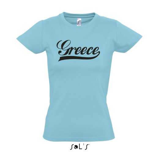 Damen T-Shirt – Griechenland Oldschool Greece LÄNDERSHIRT EM / WM FAN Trikot S-XXL , Atoll blue – schwarz , M