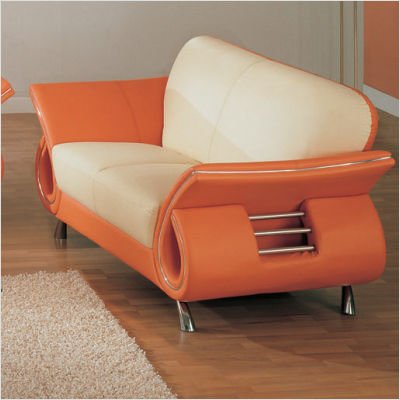 Clark Leather Loveseat Fabric: Tangerine