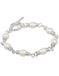 Honora "Black & White" Freshwater Cultured Pearl Link Bracelet Toggle, 7.5"