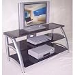 LSI Furniture Silver and Chrome TV Stand with Black Glass Shelves