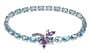 14k White Gold Oval Shape Blue Topaz w/ Amethyst Dragonfly Clasp Bracelet