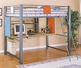 Full Size Loft bunk Bed in Silver Finish - Teen Trends Collection