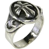 Gothic Cross Etched Surface Ring