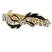 Rhinestone Accent Black Bow Tie Gold Tone Metal French Clip Hair Barrette