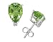 6X4mm Pear Peridot and Diamond Stud Earrings in 14K White Gold