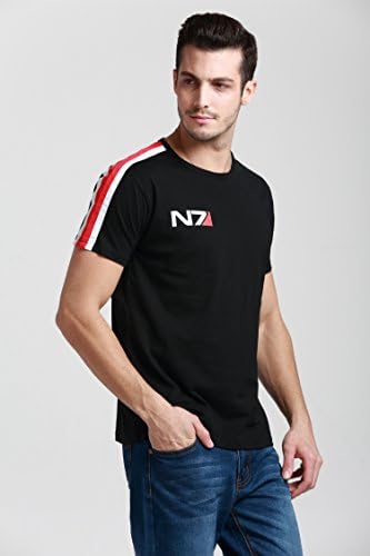 New Video Game Men's Black T-shirt Cosplay Costume (L)