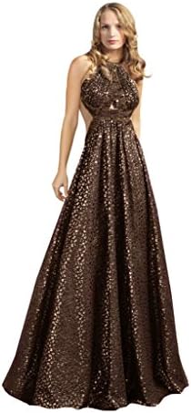MNM Couture Women's Halter Gown 8 Brown