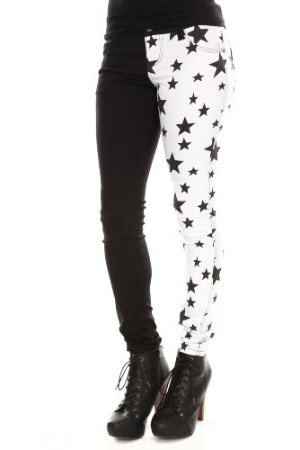 41B7HVecmHL Tripp Black And White Star SplitLeg Skinny Jeans
