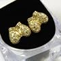BLING Double Boxing Gloves Ice Crystal Charm Stud Earrings in Ice Cube Gift Box Gold Tone