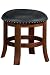 18"w Backless Vanity Stool Black Leather Oak