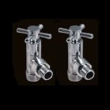 Chrome Angled Towel Rail Radiator Cross Valve Taps