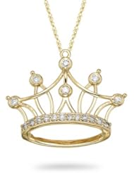 0.21 Cts Diamond Crown Pendant in 18K Yellow Gold