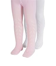 White and pink baby tights - 2pk