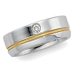 14K Two-Tone Gold Diamond Wedding Band Duo - Gent's Ring