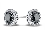 White and Black Diamond Stud Earrings 1.0 Carat (ctw) in 14K White Gold