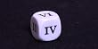 16mm d6 Opaque Dice, Roman Numerals I thru VI, White/Black