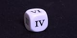 16mm d6 Opaque Dice, Roman Numerals I thru VI, White/Black