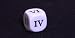 16mm d6 Opaque Dice, Roman Numerals I thru VI, White/Black