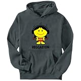 Hoodie Mens Dark Silver  Reggaeton - Smiley Woman  Music