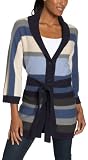 IZOD Women's 3/4 Sleeve Long Striped Shawl Collar Sweater