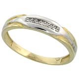 10k Gold Men's Diamond Band w/ Rhodium Accent, w/ 0.04 Carat Brilliant Cut Diamonds, 3/16 in. (5mm) wide