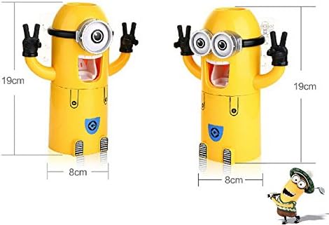 Cute One Eyes Minions Design Wash Set Toothbrush Holder Automatic Toothpaste Dispenser with Brush Cup (L)