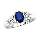14K White Gold 1/4 ct. Diamond and 1 1/3 ct. Sapphire Fashion Ring