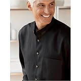 Paul Fredrick Banded Collar Linen Long Sleeve Sport Shirt