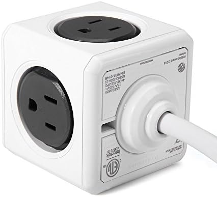 PowerCube 4 Outlets Dual USB Port Wall Adapter Power Strip with 5ft Extension Cord (Grey)