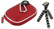 rooCASE 2n1 EVA Hard Shell (Red) Case with Memory Foam and Premium Tripod for Nikon Coolpix S710 Digital Camera Brilliant Silver