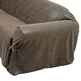 Faux Distressed Brown Leather Slipcover