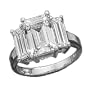14K white gold 3.5ct tw cubic zirconia step cut three stone ring