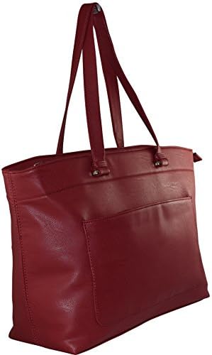 Ultimate Work Tote, Sabine Cowhide PU Leather Business Women's 15" Laptop Tote Bag - Red