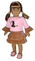 Pink Dog Top and Tan Skirt. Fits 18" Dolls Like American Girl Doll.