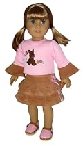 Pink Dog Top and Tan Skirt. Fits 18" Dolls Like American Girl Doll.