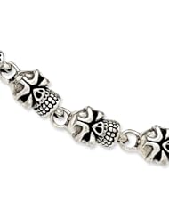 Sterling Silver Antiqued Skull Bracelet