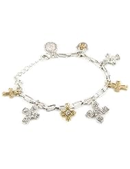 The Vatican Library Collection Two-Tone Seven Cross Charm Bracelet