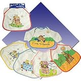 6 X LONG SLEEVED WATERPROOF BACKED BABY BIBS EASY FASTENER