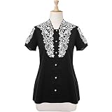 Scalloped High Neck Blouse (Petite, Tall & Misses Sizes XS-3X)