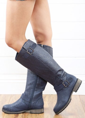 Breckelle Rocker-14 Buckle Riding Knee High Boot Blue (8)