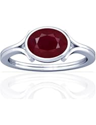 18K White Gold Oval Cut Ruby Solitaire Ring