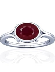 Platinum Oval Cut Ruby Womens Astrological Ring