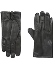 Apparel: Isotoner Mens Smartouch Smooth Leather with Center Palm Vent, Black, Large - Isotoner Men's Gloves