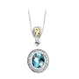 14K Yellow Gold and Sterling Silver Blue and White Topaz Pendant with Chain